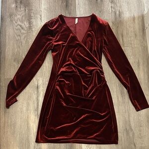 Gentle Fawn Velvet Wrap Dress in Rich Burgundy